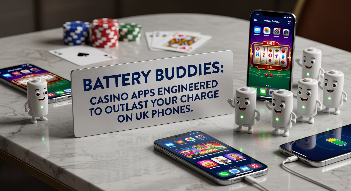 Smartphone screen displaying a casino app with battery icon showing high charge level during extended play session