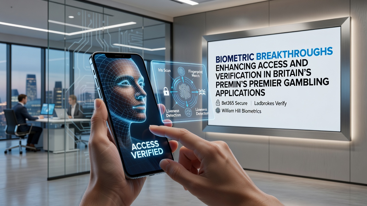 Biometric scanning interface on a mobile gambling app showing fingerprint and facial recognition options