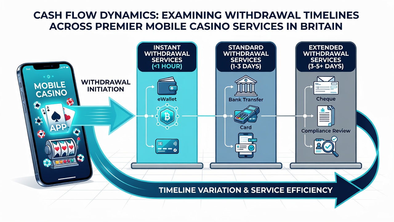 Chart displaying average withdrawal timelines for various payment options in British mobile casinos