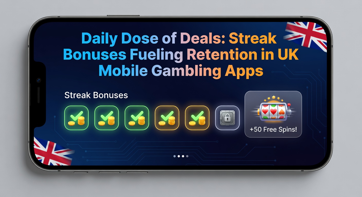 Graph illustrating retention rate increases from streak bonuses in UK mobile apps, with bars showing day-7 vs day-30 metrics