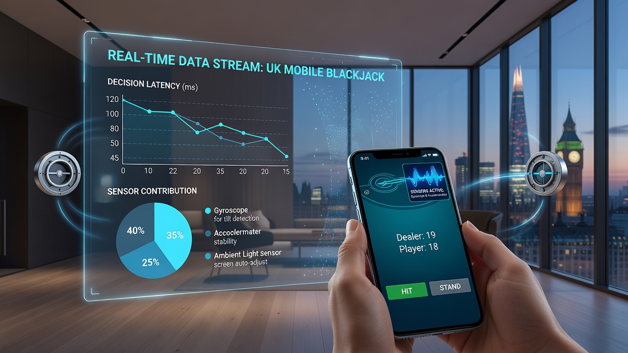 Close-up of smartphone gyroscope and accelerometer components during a mobile blackjack session