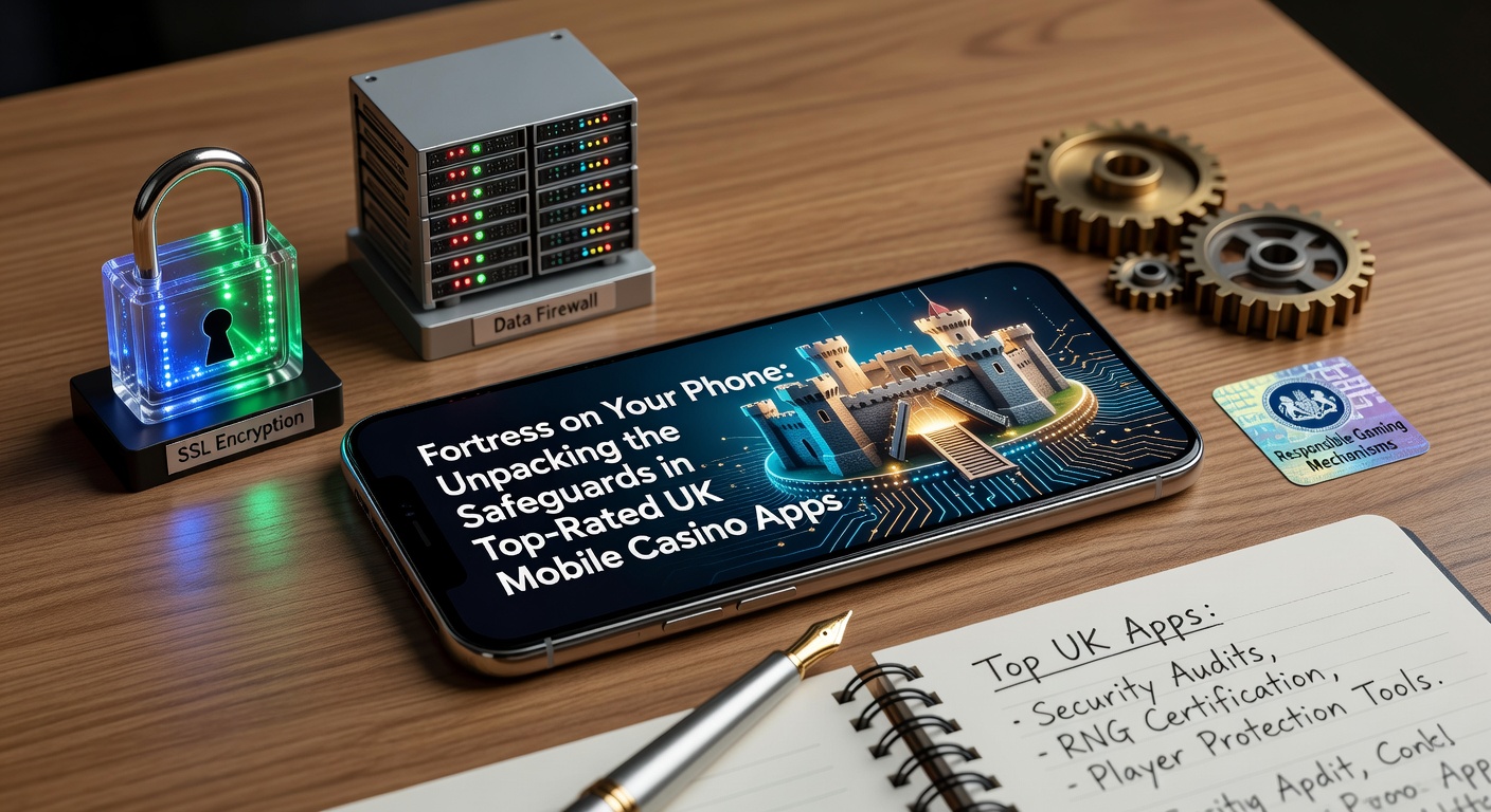 Smartphone displaying a secure mobile casino app interface with lock icons and verification badges