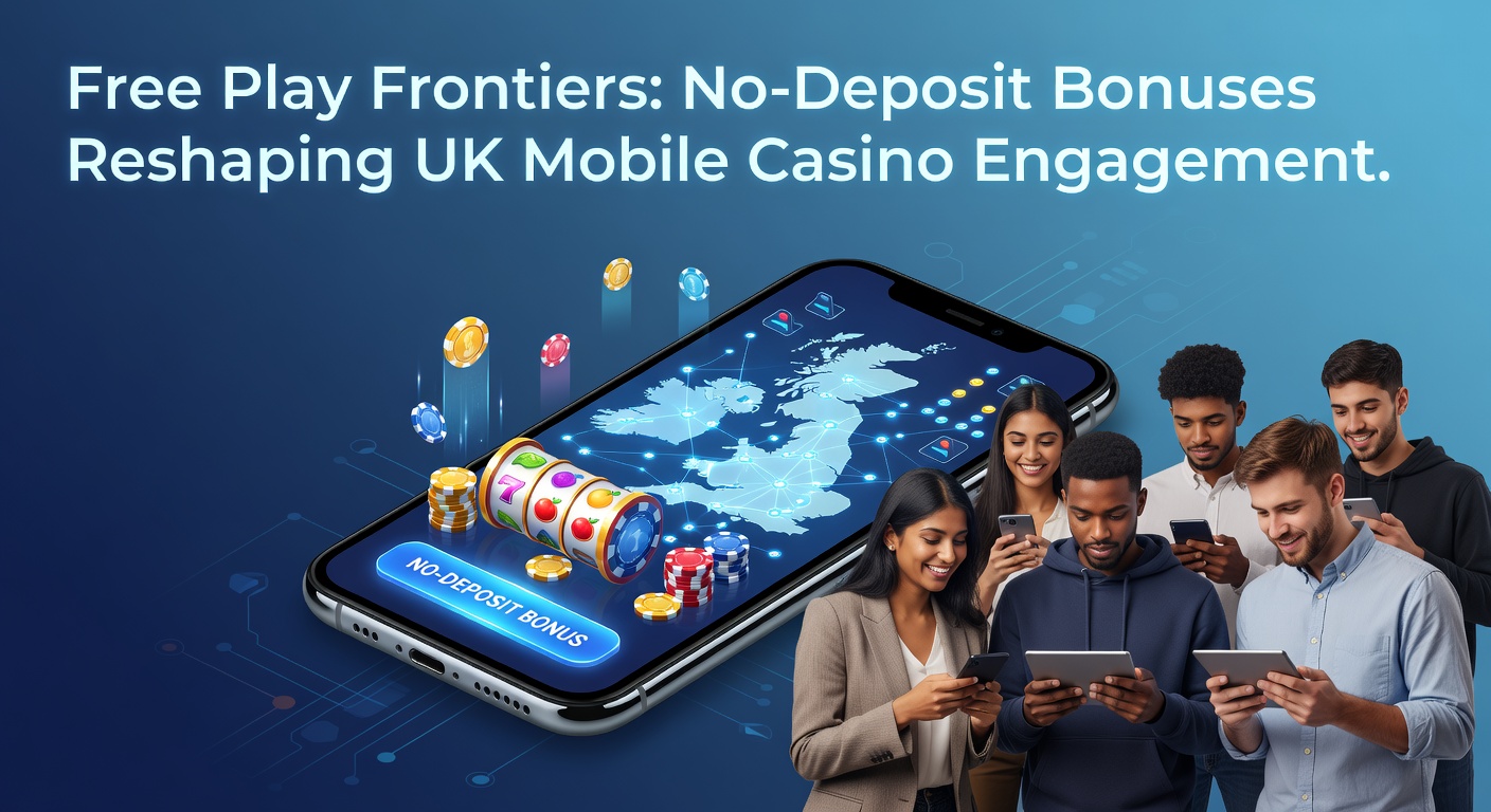 Vibrant mobile screen displaying a no-deposit bonus popup in a UK casino app, with free spins icons and welcoming graphics