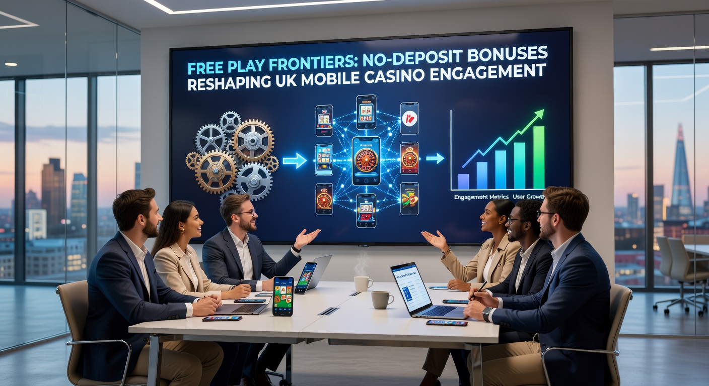 Graph charting rising player session lengths and retention via no-deposit bonuses on UK mobile casino dashboards, overlaid with app icons