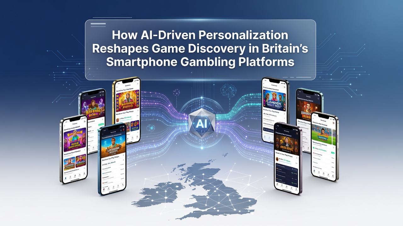 AI-driven personalization interface on a UK smartphone gambling app showing recommended games