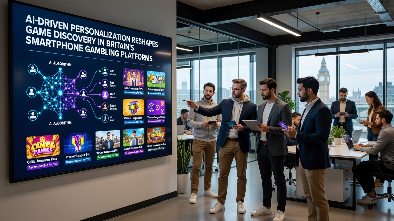 Mobile screen displaying personalized game recommendations powered by AI in a British gambling app