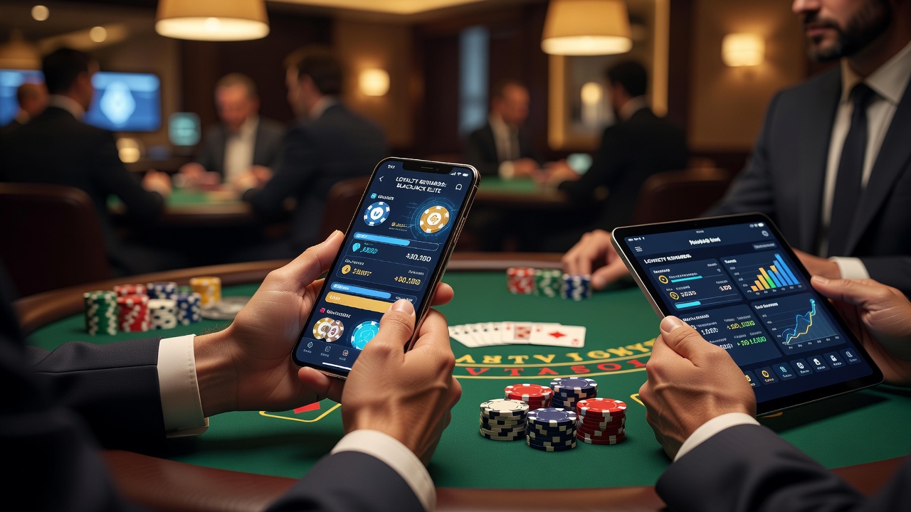 Close-up of a mobile app interface showing loyalty tier levels and personalized table game rewards